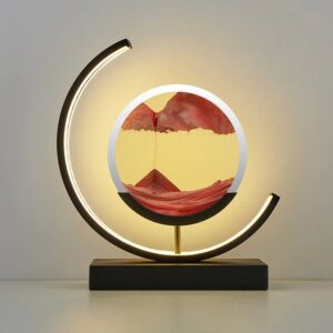 Bordslampa, Röd sandlampa, timglas, dekorationsbelysning, LED, kallvitt, varmvitt, mellan