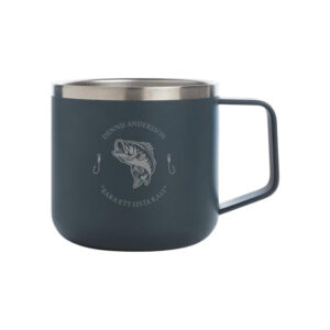 Campingmugg med gravyr - Fiske, MARINBLÅ / ABBORRE