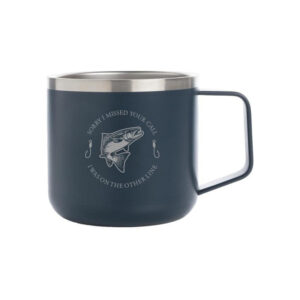 Campingmugg med gravyr - Fiske, MARINBLÅ / LAX