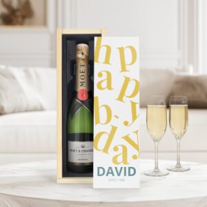 Champagne i personligt träfodral - Moët et Chandon (750ml)