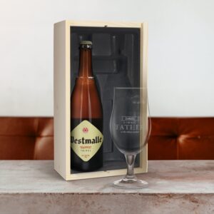 Farsdag ölgåva uppsättning med graverat glas - Westmalle