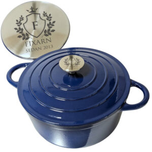 Gjutjärnsgryta med personlig gravyr - Sköld, AZUL (GT-06)