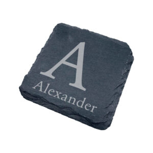 Glasunderlägg skiffer 6-pack - Initial och namn
