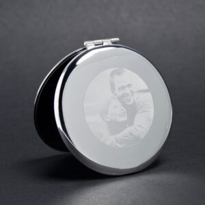 Graverad sminkspegel Rund