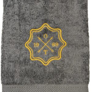 Handduk med emblem och initialer - grå, 70x130 DUSCHHANDDUK / GULD (1792)