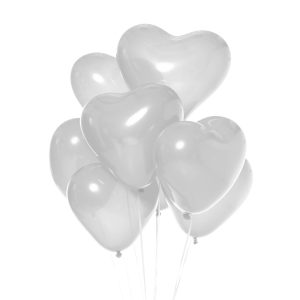 Hjärtballonger, vita 6 st