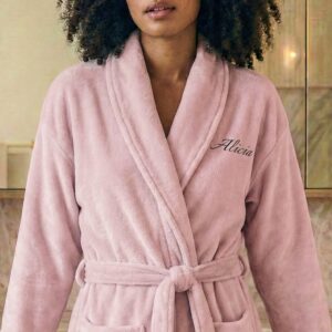 Morgonrock för kvinnor - Rosa L/XL Med Text