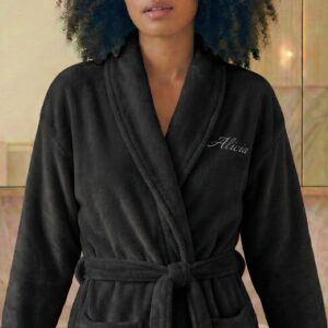 Morgonrock för kvinnor - Svart L/XL Med Text