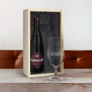 Ölpresentset med graverat glas - Westmalle Dubbel