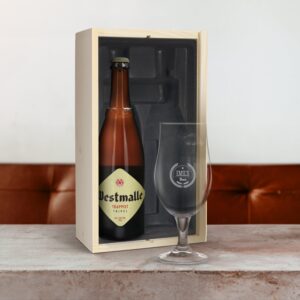 Ölpresentset med graverat glas - Westmalle tripple