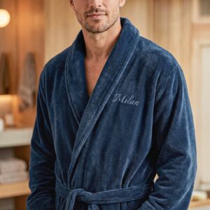 Personlig morgonrock - Herr - Blå - S/M