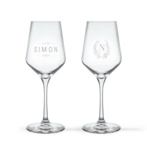Personliga vita vinglas - Kristallglas - 2 st