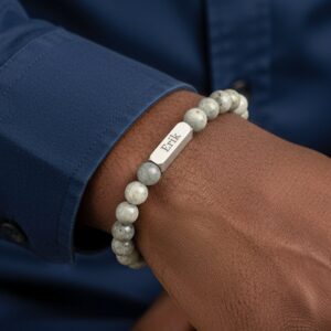 Personligt armband med ädelstenar - Grått - S - 8mm