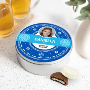 Tryckt presentburk fylld med Oreo - Rund